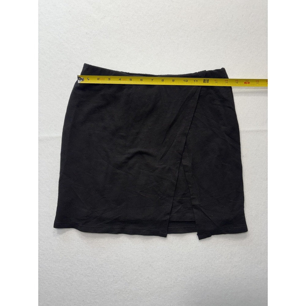 Monrow Skirt Womens 0 Black Jersey Asymmetric Layered Front Slit Mini Pull On - Picture 5 of 7